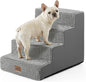 Dog Stairs for Small Dogs, 4 Tier Wider Pet Stairs for Couch and Beds, 17.7" H Non-Slip Dog Steps for Old Cats, Puppy, Small Medium Dogs, 17.7x23.6x17.7 inch, White Black