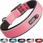Fida Heavy Duty Dog Collar 1.5” Width, Ultra Soft Neoprene Padded, Adjustable Reflective Nylon Pet Collar with Two Metal Pin Belt Buckle for Large/X-Large Breeds (XL, Pink)
