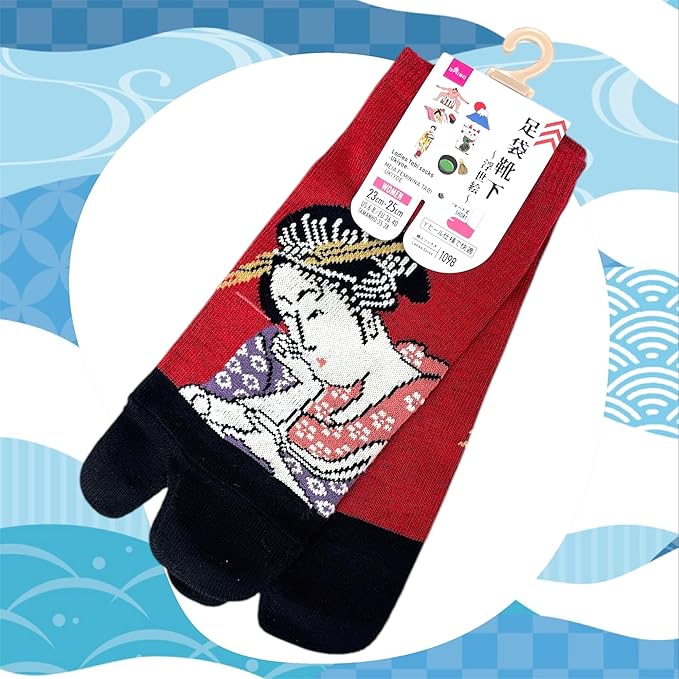 Japan Style Tabi Socks for Split Toe, Comfortable Tabi Toe Socks for Unisex Mt. Fuji, Lucky Cat, Sushi, Sumo, Ukiyoe, Hokusai