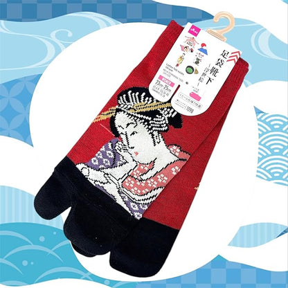 Japan Style Tabi Socks for Split Toe, Comfortable Tabi Toe Socks for Unisex Mt. Fuji, Lucky Cat, Sushi, Sumo, Ukiyoe, Hokusai