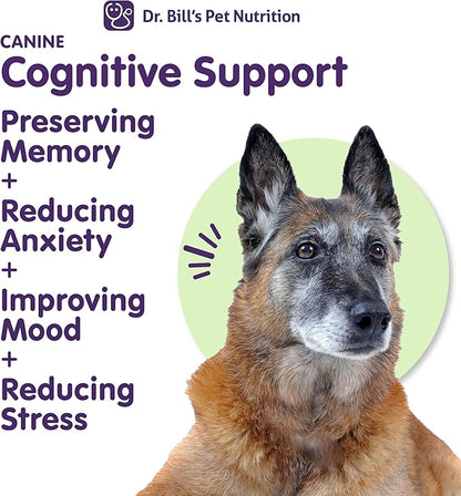 Dr. Bill’s Canine Cognitive Support | Memory Support Supplement Multivitamin for Dogs | Contains Gingko Biloba, L-Carnosine, Vitamin B-12, L-Glutamine, L-Tyrosine, and DHA for Adult and Senior Dog