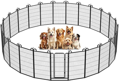 Dog Playpen Outdoor 24 Panels Heavy Duty Dog Fence 47" Height Anti-Rust with Doors Portable for RV Camping Yard, Total 54FT, 227 Sq.ft, Snowy Black