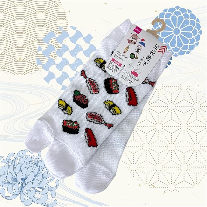 Japan Style Tabi Socks for Split Toe, Comfortable Tabi Toe Socks for Unisex Mt. Fuji, Lucky Cat, Sushi, Sumo, Ukiyoe, Hokusai