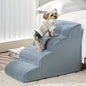 Dog Steps for Bed, 4-Steps Dog Ramp for Bed, Pet Stairs with Highly Supportive Foam and Non-Slip Bottom, Dog Stairs for Large Dogs and Medium Dogs (High 19.7 Inch), Grey