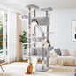 Allewie 81 Inches Tall Cat Tree/Multi-Level Large Climbing Tree House and Towers for Big Feline/Condo and Hammock/Scratching Post/Wide Base/Grey