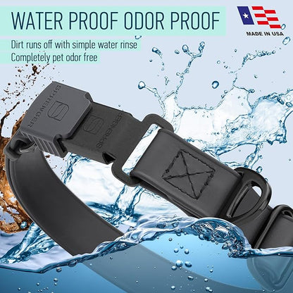 Dogline Biothane Waterproof Dog Collar with Herm Sprenger Stainless Steel Quick Release Buckle – Heavy Duty Tactical Durable Collar for Dogs – Comfortable and Safe Pet Collar, W 3/4" L 12-19", Black