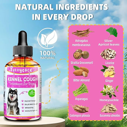 2 Pack Dog Cough Treatment，Natural Kennel Cough Medicine for Dogs,Effective Kennel Cough Treatment and Allergy Relief, Herbal Drops for All Breeds & Sizes, Soothing Dog Cough Medicine