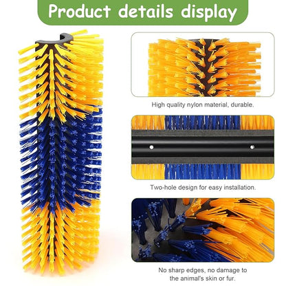 2PCS Livestock Scratching Brush, 17.5 x 7.8 Inch Goat Brushes for Grooming, Horse Brushes for Shedding, Livestock Brush with 8 Screws Great for Horse, Elk, Cattle, Pig, Sheep（Yellow）