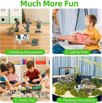 46Pcs Farm Toys, Tractor Toy w/Lights & Sound, Farm Animals Toys for 3 4 5 6 7 8+ Year Old Toddler Girls Boys Kid, Figures Farmer Vehicle Truck Fence Farm Playset Educational Learning Toys