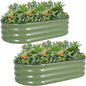 G GOOD GAIN Galvanized Metal Raised Garden Bed Kit - 4x2x1FT Outdoor Planter Box with Safety Edging and Gloves for Vegetables, Fruits, Flowers(Oliver Green, 2PC)