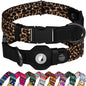 AirTag Dog Collar for Small Medium Large Breed - Adjustable Cute Pattern Dog Collar with Airtag Holder - Soft Leather Tracker GPS Apple Air Tag Pet Collars (X-Large, 20"-25" Neck Fit, Leopard)