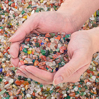 3 Lb Crystal Chips Bulk Tumbled Crushed Quartz Stones, 7 Chakra Crystal Quartz Rocks Healing Stones Pebbles for Vases Filler, Aquarium Gravel Rocks, Succulent Plants Decor