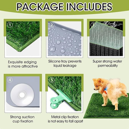 Dog Potty for Indoor or Porch with Foldable Silicone Stand Tray Large, 35 x 25 Inch Dog Grass Pad for Puppy Training, Reusable Artificial Grass Pee Pad, Indoor Outdoor Pet Toilet for Small Medium Dogs