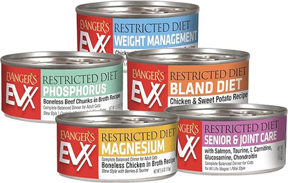 Evanger’s EVX Restricted Diet Senior and Joint Health Canned Cat Food – 24 Count, 5.5 oz Cans Each – Salmon with Taurine, L Carnitine, Glucosamine & Chondroitin – Grain Free Pâté Style