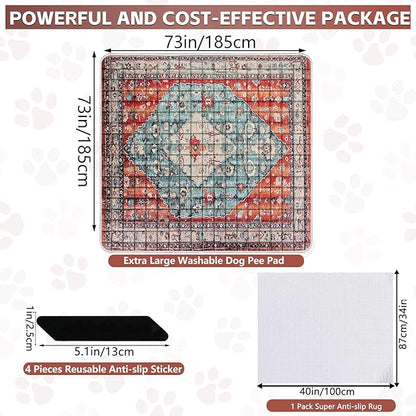 Extra Large Washable Pee Pads for Dogs (72"x72"), Upgrade Reusable Puppy Pads with Non-Slip Rug Pad, Super Thickening Absorbent Leakproof Dog Traning Pads Whelping Pad for Dogs, Doggie