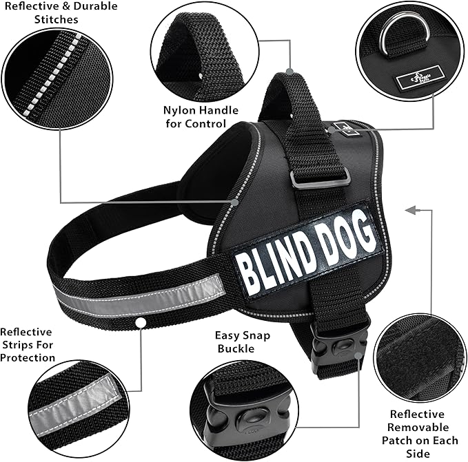 Doggie Stylz Blind Dog Harness No Pull No Escape Dog Vest for Blind Dogs Adjustable Vest with Handle Blind Dog Accessories and Patches for Training and Mobility
