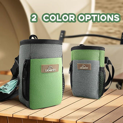 Dog Treat Pouch Training Behavior Aid, Dog Treat Training Bag for Dog Walks Outdoor Activities Travel, Built-in Poop Bag Dispenser 3 Ways to Wear