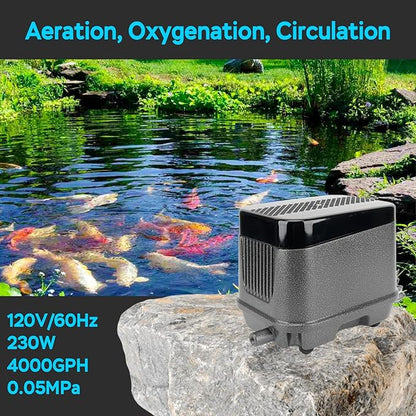 AquaMiracle Linear Air Pump, 635/950/1600/4000GPH Pond Bubbler Septic Air Pump, Energy-Efficient Pond Aerator for Outdoor Ponds, Aquariums, Hydroponics, Waste Treatment