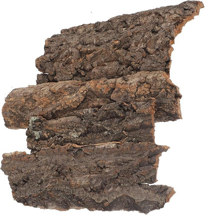 Amosfun 4pcs Reptile Bark Cork Wood Bark Decor Cork Flat Bedding for Bearded Dragon Lizard Geckos Tortoise, Random Size 3.2 to 5.5Inch