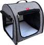 Fabric Portable Pet Kennel/Shelter, Single, Gray, 20"x20"x19.5" - Car Seat-Belt Fixture Included