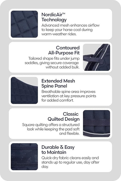 Equinavia Svalbard NordicAir™ Tech All Purpose Saddle Pad | Breathable Micromesh | Contoured Shape