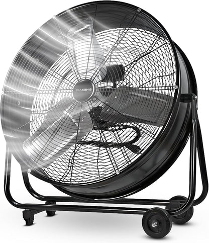 24 Inch High-Velocity Industrial Metal Drum Fan 8,800 CFM, 3-Speed Heavy Duty Floor Fan, 360-Degree Tilt for Commercial, Warehouse, Workshops, Garage, Factory, and Basement with Extreme Power