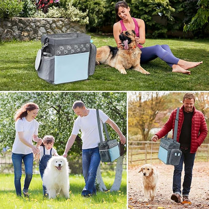 Dog Travel Bag with Treat Pouch, Airline Approved Dog Bags for Traveling, 2 Dog Food Travel Container, 2 Travel Bowls, Weekend Dog Travel Bag for Supplies, Dog Travel Kit Accessories
