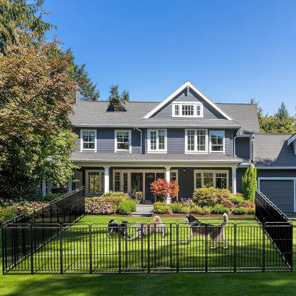 Dog Playpen Outdoor 32 Panels Heavy Duty Dog Fence 47" Height with Thick Pipe Anti-Rust with Doors Portable for RV Camping Yard, Total 71FT, 406 Sq.ft, Snowy Black