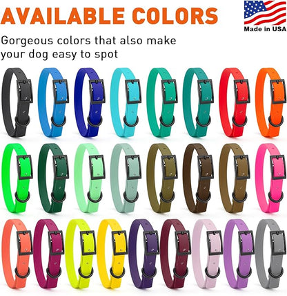 Dogline Biothane Waterproof Dog Collar Strong Coated Nylon Webbing with Black Hardware Odor- Proof for Easy Care Easy to Clean High Performance Fits Small Medium or Large Dogs, Teal