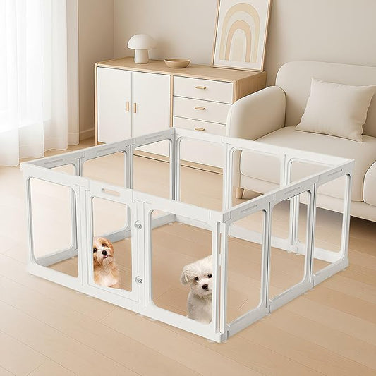 Acrylic Dog PlayPen, Clear Dog Play Pen for Puppy Cat Rabbit, Easy Assemble Pen, Preferable Small Cage, 23.6" H, 12 Pcs