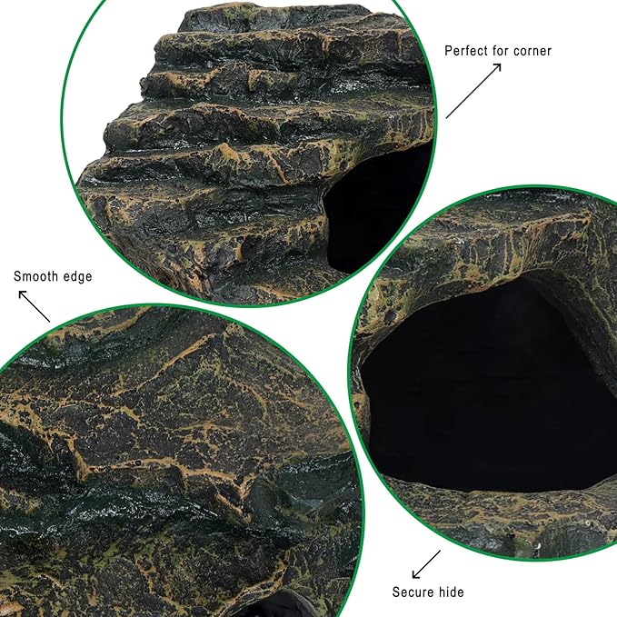 Gecko Tank Acccessories, Turtle Tank Accessories, Perfect Tortoise Hide Fish Tank Decor for Betta, Fish, Snake Hide, Professional Turtle Basking Platform (Medium)