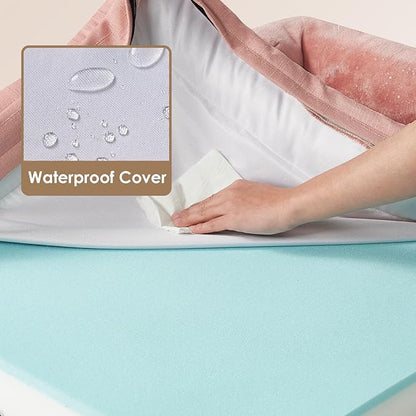 EHEYCIGA Orthopedic Dog Beds for Extra Large Dogs, Waterproof Memory Foam XXL Dog Bed with Sides, Non-Slip Bottom and Egg-Crate Foam Big Pet Couch Bed with Washable Removable Cover, Dusty Pink