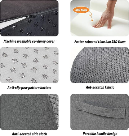 Dog Stairs&Steps for High Beds Up to 28'', 5-Step Dog Ramp for Small Medium Dogs with Washable Cover, Non-Slip Steps for Cats to Get on Couch and Sofa, Durable Foam Ladders, 24.4" Tall, Grey