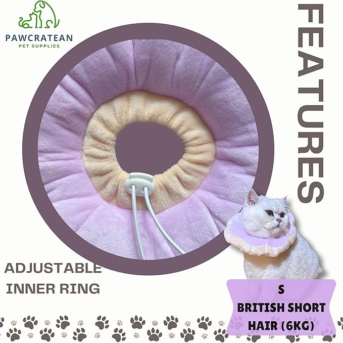 Adjustable Comfy Flower Style Elizabeth Collar for Cats Puppies Soft Recovery Cone Pet Protective Neck Collar (Purple, Small)