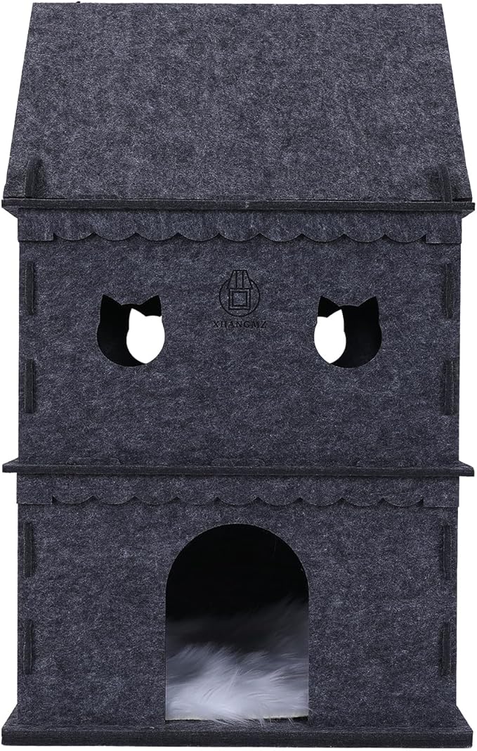 3-Tier Indoor Cat Apartment，Cozy Pet Cat Bed, Hideaway, and Sturdy Cat Castle for Multiple and Large Cats