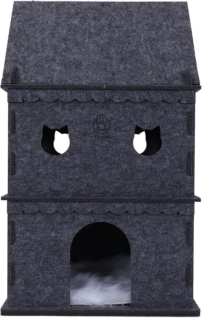 3-Tier Indoor Cat Apartment，Cozy Pet Cat Bed, Hideaway, and Sturdy Cat Castle for Multiple and Large Cats