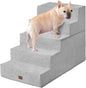 EHEYCIGA Dog Stairs for High Bed 25" H, 5-Step Extra Wide Dog Steps for Bed, Pet Steps for Small Dogs and Cats, Non-Slip Balanced Pet Ramp Indoor, Light Grey
