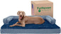 Furhaven Memory Foam Dog Bed for Large Dogs w/ Removable Bolsters & Washable Cover, For Dogs Up to 125 lbs - Plush & Woven Decor Comfy Couch Sofa - Diamond Blue, Jumbo Plus/XXL
