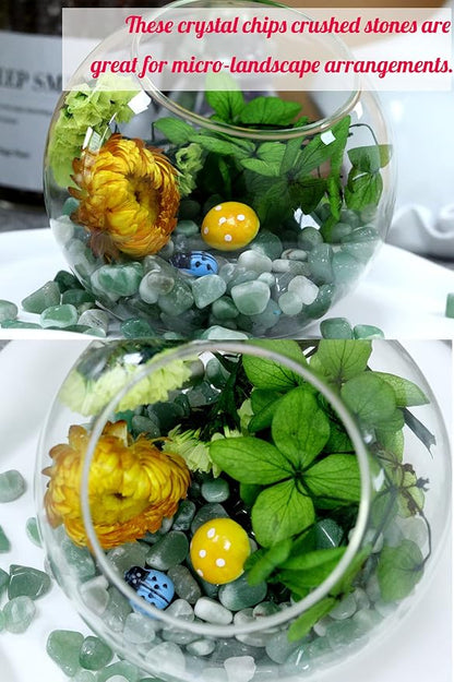 1lb Green Aventurine Aquarium Gravel Rocks Natural Tumbled Healing Crystal Chips Bulk Gemstones Crushed Stones for Fountain Vase Filler Planters Decorative Fish Tank Potted Reiki Energy Balancing