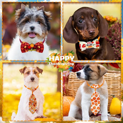 22pcs Fall Dog Bow Tie, Adjustable Bowtie Collar Attachment for Small Medium Pets, Bulk Neckties Set for Thanksgiving Day,Autumn Pet Supplies Charms Hair Costume Accessories(Maple Leaf, Pumpkin)