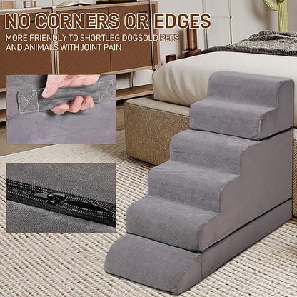 24-30inches High Dog Stairs & Steps for High Beds Tall, LitaiL 29inch 6 Steps Pet Stairs/Steps for High Beds Large Dogs, Non-Slip Dog Ramps for Small Dogs, for Older Cats