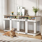 72'' Dog Crate Furniture for 2 Dogs, Wooden Dog Cage with Storage Compartment, Indoor Dog Kennel with 4 Doors for Large/Medium Dogs, White