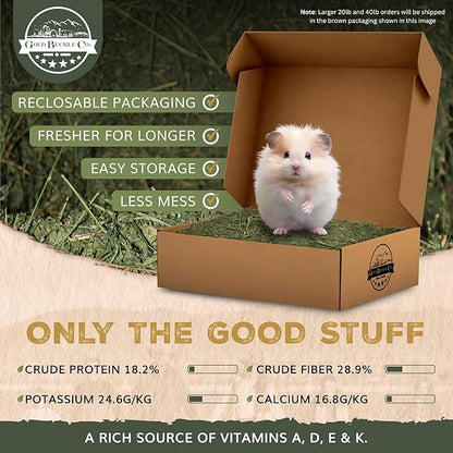 40lb Freshly Dried Organic Alfalfa Hay for Guinea Pigs, Rabbits, Chinchillas, Goats, Hamsters & Ferrets, Small Animal Food Rich in Protein & Fiber, Hand-Selected, Hand sorted, USA Grown