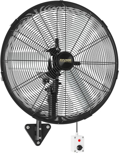 24'' Outdoor Wall Mount Fan, 4 Speed Oscillating Wall Fan with All Sealed Brushless DC Motor, Heavy Duty Industrial Fans, Waterproof Fans for Patios, House, Garage, Commercial, Warehouse, Factory