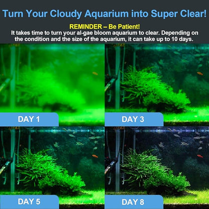 Fish Tank Filter with U - V Light & Timer (3/6/12/24 Hours) for Green Water Cleaning, Aquarium Filter with Aeration Turtle Tank Filter with Pre-Filter Sponge for Tanks 40-70 Gallon
