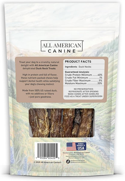 6 Natural Duck Neck Dog Treats – Single Ingredient, Dehydrated & Chewy – Low-Fat, High-Protein Training Reward – Made in USA
