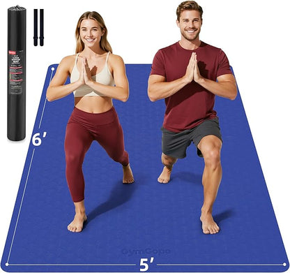 Extra Large Yoga Mat - 72"x35", 72"x48", 78"x57" - Wide TPE Exercise Mat for Home, Stretching, Couples & Family Workouts - 6-12mm Thick, Non-Slip & Waterproof - with Carry Bag and Straps