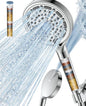 Filtered Shower Head with Handheld, Huge 6-Inch High Pressure Detachable Showerhead with Filters, Premium Chrome Water Softener Shower Head for Hard Water, Built-in Power Wash to Clean Tub and Pets
