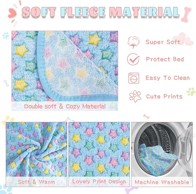 6 Pack Guinea Pig Cage Liner, Washable Guinea Pig Fleece Blankets Beding Accessories, Flannel Throw Warm Sleep Mat, Pet Pee Pads for Small Animal Hamster Rabbit Puppy Cat (Light Color, 26x14 Inch)