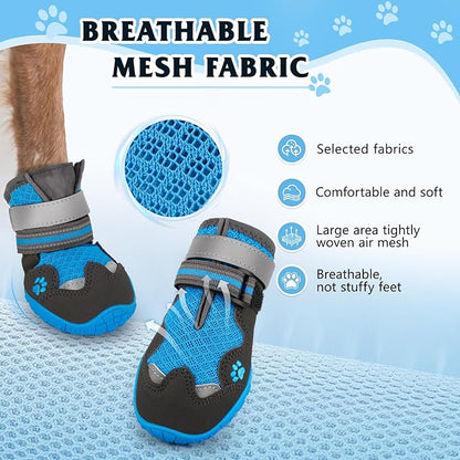 Dog Shoes for Large Medium Small Dog, Mesh Breathable Dog Shoes for Hot Pavement, Anti-Slip Dogs Boots Paw Protectors with Reflective for Outdoor Walking Indoor Hardfloors (Size 6)